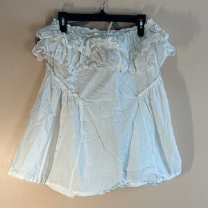 Free People Cream Gathered Top